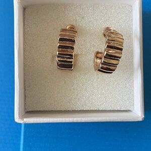 10K Gold Over 925 Small Hoop Style Earrings - Brand New